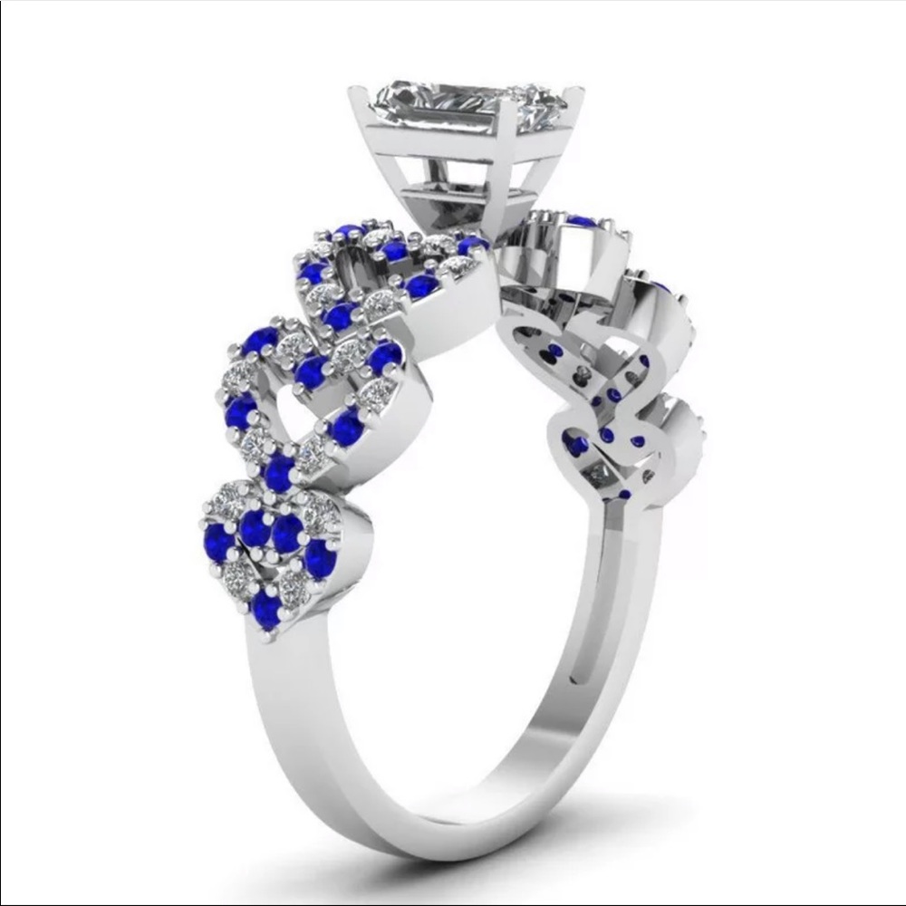 New Luxury 925  Silver Sapphire Ring - Picture 2 of 5